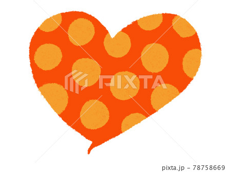 赤にオレンジのドット模様のハートのイラスト素材 赤にオレンジのドット模様のハートのイラスト素材