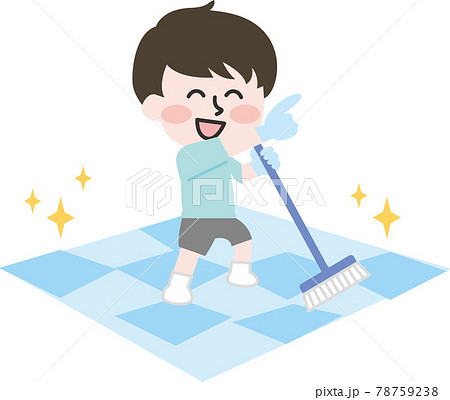 二頭身_指差し浴室男性清掃員 78759238