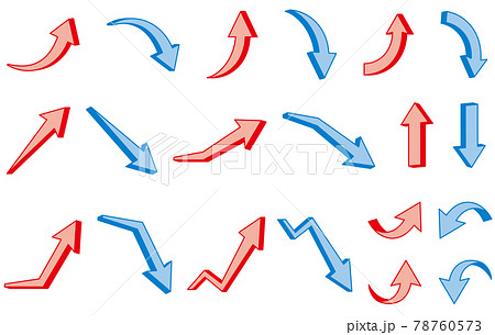立体的なかわいい矢印のイラスト 上昇と下降のイラスト素材