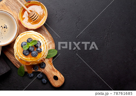 Healthy breakfast with pancakes Healthy breakfast with pancakes 78761685