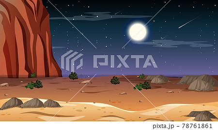 Desert forest landscape at night scene Desert forest landscape at night scene 78761861