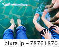 草津温泉　湯けむり亭（湯畑前）の足湯で温まる子供の足 78761870