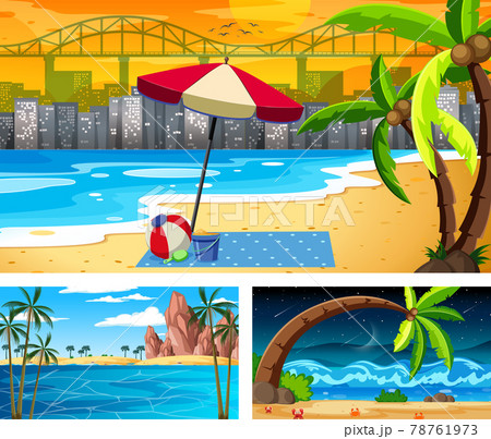 Three different beach landscape scenes Three different beach landscape scenes 78761973
