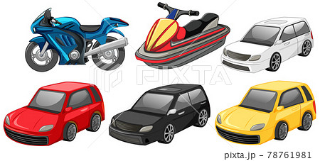 Set of different cars isolated on white background 78761981