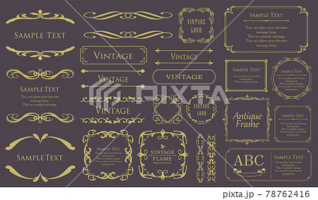 エレガントなフレームデザイン、アンティークな罫線、ビンテージ調のプレート 78762416