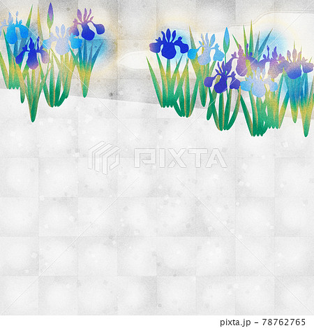 杜若の花の銀箔風背景イラスト コピースペースありのイラスト素材