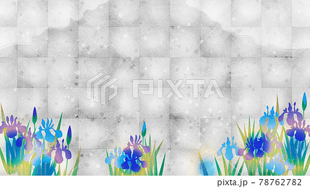 杜若の花の銀箔風背景イラスト　コピースペースあり 78762782