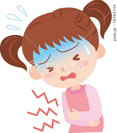 お腹が痛い女の子のイラスト素材 お腹が痛い女の子のイラスト素材