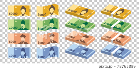 Korean money, simple illustration collection. 78763889