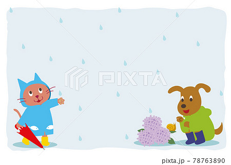 雨の中の犬と猫 78763890