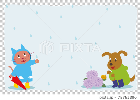 雨の中の犬と猫 78763890