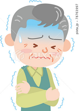 寒気で震える高齢男性 寒気で震える高齢男性 78763997