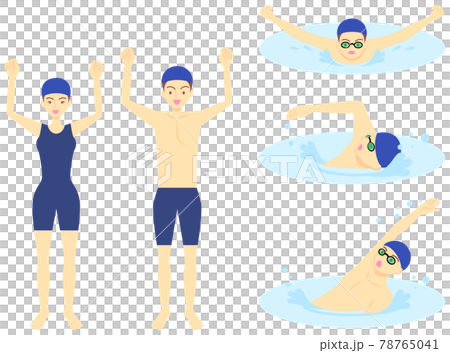 競泳と水泳選手のイラストセット 78765041