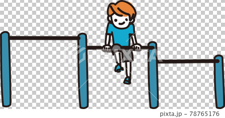 Illustration of a boy playing on the horizontal bar in the park Illustration of a boy playing on the horizontal bar in the park 78765176