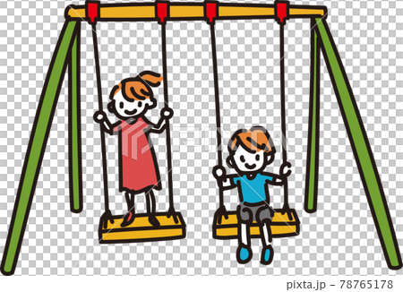 公園のブランコで遊ぶこどもたちのイラストのイラスト素材 公園のブランコで遊ぶこどもたちのイラストのイラスト素材