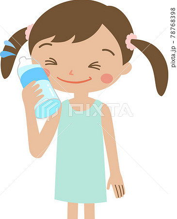 女の子 水分補給のイラスト素材