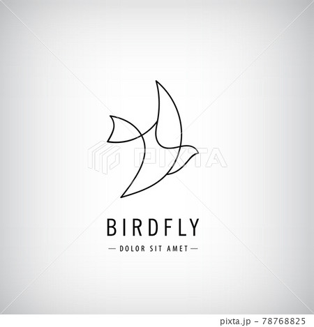 Vector one line bird logo, flying silhouette, continuous monoline concept, abstract icon, sign isolated. Use for print, brand, tatoo, art Vector one line bird logo, flying silhouette, continuous monoline concept, abstract icon, sign isolated. Use for print, brand, tatoo, art 78768825