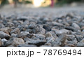 Texture of little stones in many shades of grey and white laying on ground. Stone floor texture for background. Crack Stone pattern at a construction site in Turkey 78769494