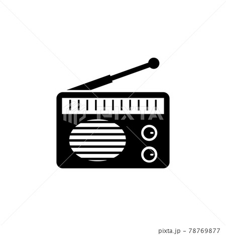 Retro Radio, Old Portable Receiver. Flat Vector Icon illustration. Simple black symbol on white background. Retro Radio, Old Portable Receiver sign design template for web and mobile UI element. 78769877