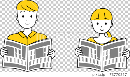 男人和女人閱讀報紙集 78770257