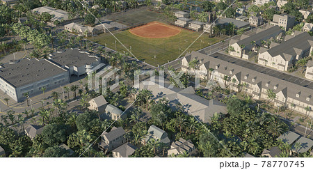 Bird's eye view of the cityscape 3d illustration 78770745