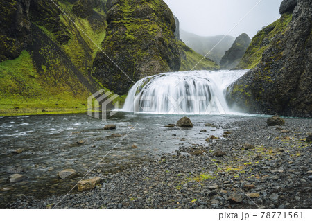 Stjornarfoss waterfall in Southern Iceland Stjornarfoss waterfall in Southern Iceland 78771561