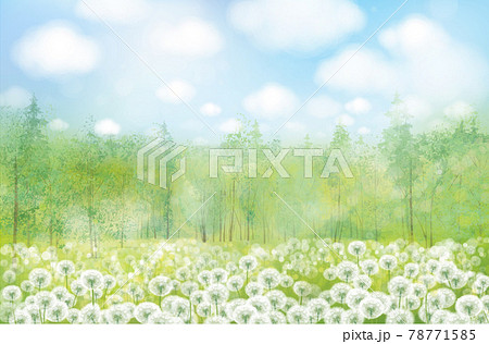 prompthunt: low angle shot of forest of dandelion, blue sky, dappled  lighting, Ghibli style, anime background, anime concept art, Breath of the  Wild, cel-shading, vanishing point,