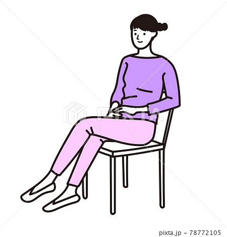 椅子に座った女性のベクター線画イラストのイラスト素材