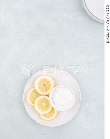 Zero waste plastic free dish house washing natural cleaning products lemon slices and baking soda Zero waste plastic free dish house washing natural cleaning products lemon slices and baking soda 78773115