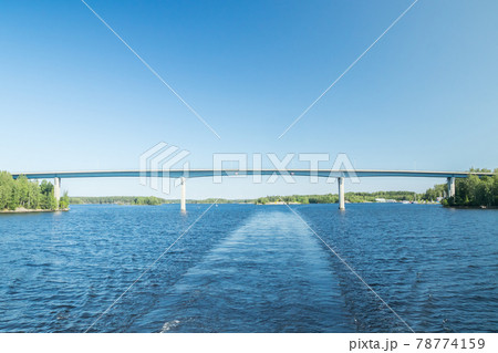 Luukkaansalmi bridge in Lappeenranta, Finland. View from the lake Saimaa. 78774159