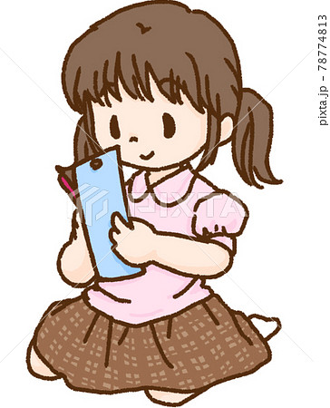 七夕の短冊に願い事を書く女の子のイラスト素材