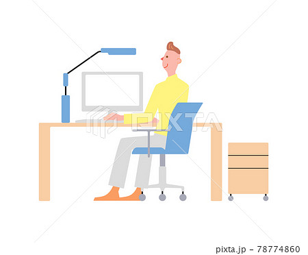 デスクトップパソコンをみる男性 デスクトップパソコンをみる男性 78774860