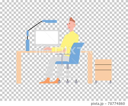 デスクトップパソコンをみる男性 デスクトップパソコンをみる男性 78774860