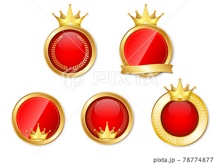 王冠のついた赤色メダル 78774877
