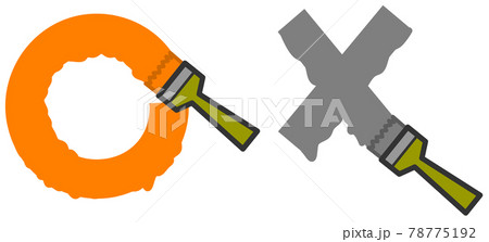 刷毛で書いたマルとバツのイラスト 78775192