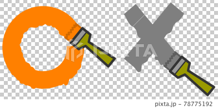 Illustration of Maru and X written with a brush 78775192