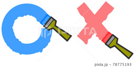 刷毛で書いたマルとバツのイラスト 78775193