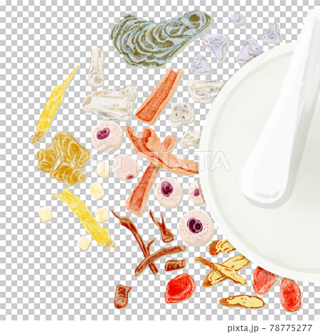 漢方生薬「柴胡加竜骨牡蛎湯」手描き水彩風イラスト 78775277