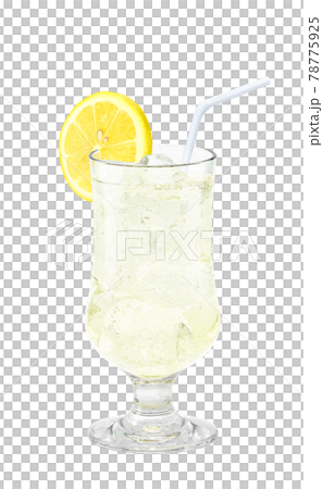 Float Glass Lemon Squash Lemonade Illustration Real Straw Float Glass Lemon Squash Lemonade Illustration Real Straw 78775925