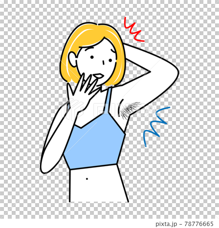 關心多餘毛髮(腋毛)的可愛女性插圖簡單矢量 關心多餘毛髮(腋毛)的可愛女性插圖簡單矢量 78776665