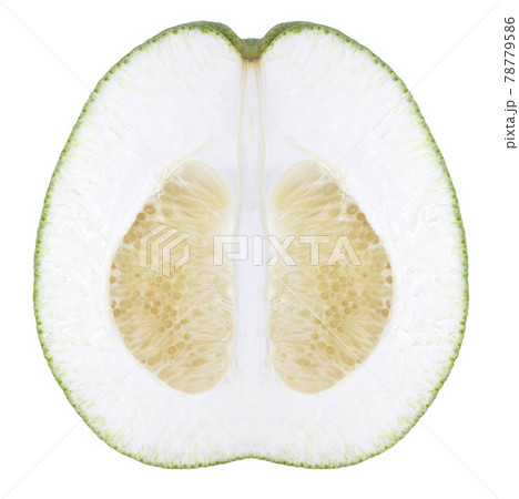 Half sliced pomelo isolated on white background Half sliced pomelo isolated on white background 78779586