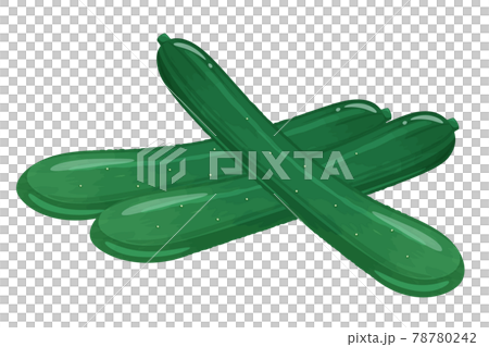 きゅうりのイラスト カーブ 3本のイラスト素材