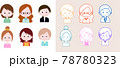 色んな女性イラストアイコン 6人×2パターン 78780323