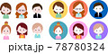 色んな女性イラストアイコン 6人×2パターン 78780324
