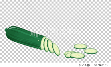 Illustration of slicing cucumber _ sliced _ frame _ 16: 9 Illustration of slicing cucumber _ sliced _ frame _ 16: 9 78780369