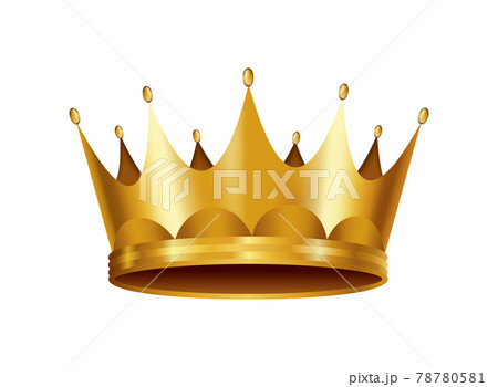 Realistic golden crown. Crowning headdress for king or queen. Royal noble aristocrat monarchy symbol. Monarch heraldic decoration 78780581