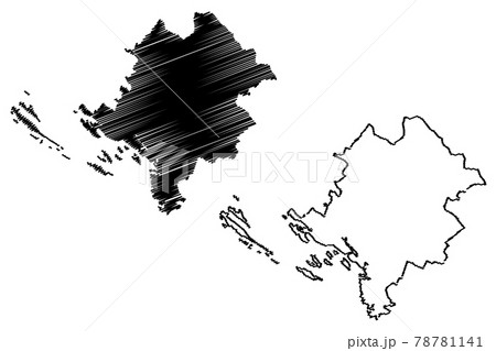 Sibenik-Knin County (Counties of Croatia, Republic of Croatia) map vector illustration, scribble sketch Sibenik Knin (Kornati, Murter, Zirje, Zlarin, Zut island) map 78781141