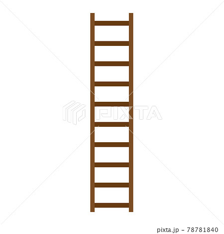 Wooden ladder with step construction staircase vector illustration. Wood tool equipment brown ladder icon climbing object. Hight wall stepladder vertical instrument. Simplicity carpenter stairway icon Wooden ladder with step construction staircase vector illustration. Wood tool equipment brown ladder icon climbing object. Hight wall stepladder vertical instrument. Simplicity carpenter stairway icon 78781840