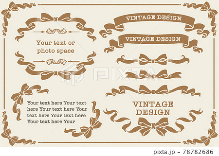 アンティークなリボンの装飾フレーム、飾り罫、オーナメントのベクター