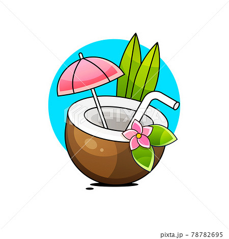 Coconut tropical nut fruit with cut. Vector illustration isolated white background. Coco nut fruit broken shell Coconut tropical nut fruit with cut. Vector illustration isolated white background. Coco nut fruit broken shell 78782695